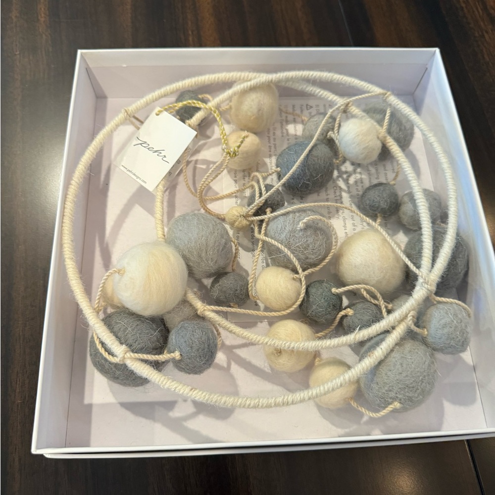 Pehr mobile with cream and grey wool balls. new in box!